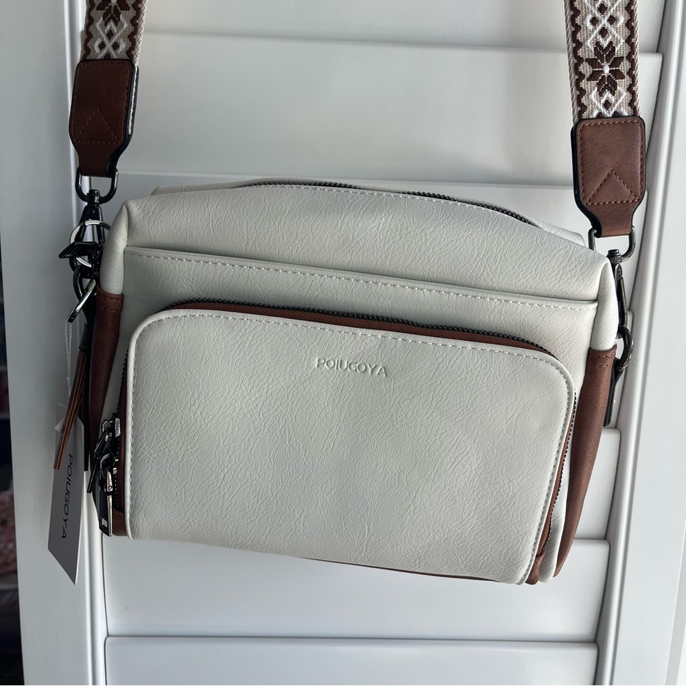 Poiugoya Crossbody Purse white/brown